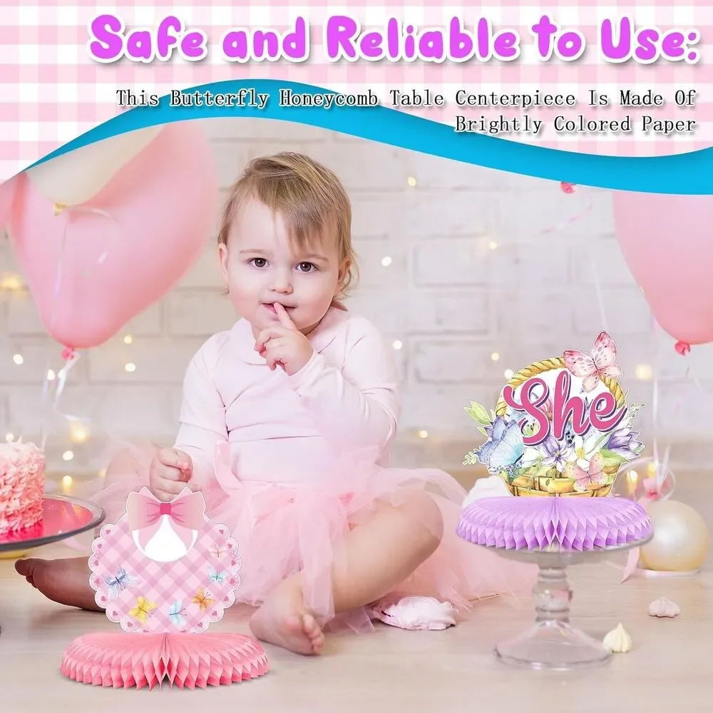 Jetec 14 Pcs Butterfly Baby Shower Gender Reveal Party Table Decorations USED
